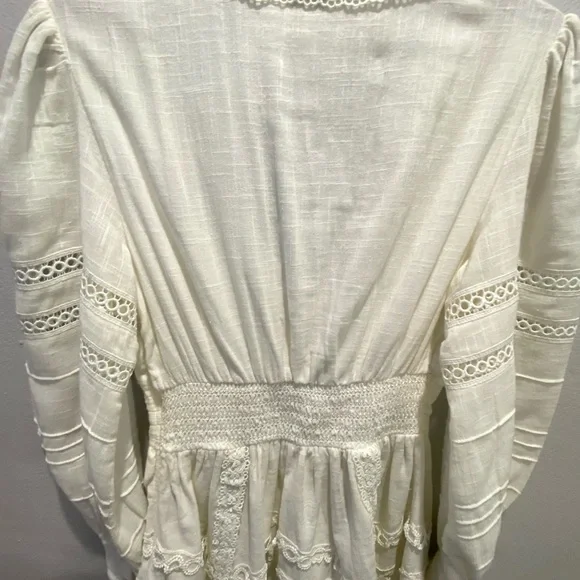 Hemant and Nandita Ruby Eyelet Guae Mini Dress Off White Medium - Picture 11 of 11